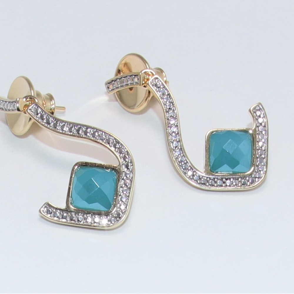 18K Gold-Plated Earrings with blue Agate